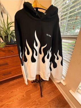 Kill Crew Men's Black & White Flame Pullover Hoodie